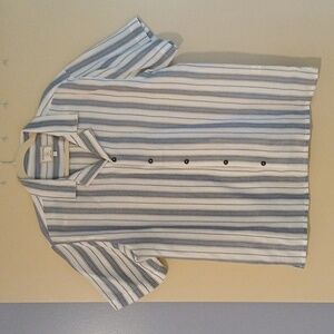 Burnside Men's Striped Button-Down Shirt - Blue and White